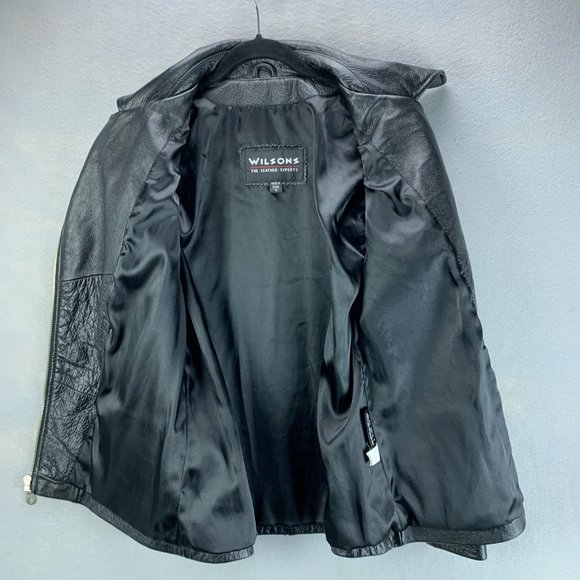 **SOLD**Vintage Wilsons Leather Jacket Womens Small Black Asymmetrical - Picture 4 of 16